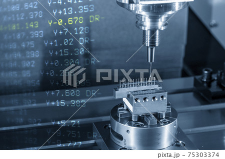 Abstract scene of CNC milling machine and G-code data background. Abstract scene of CNC milling machine and G-code data background. 75303374