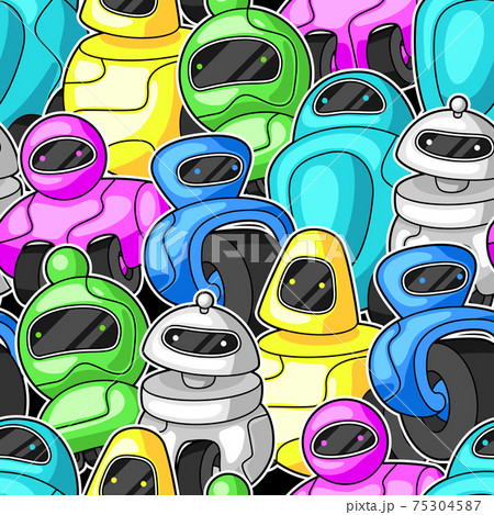 Seamless pattern with robots. Seamless pattern with robots. 75304587