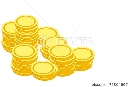 乱雑に金貨が積まれたイラスト、アイソメトリック 75304667