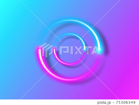 dynamic circles neon effect, Sci-Fi Futuristic Abstract Gradient Blue Purple Pink Neon Glowing Circle Round Shape Tubes. Logo design template. Vector twirl sign led isolated on colorful background 75306349