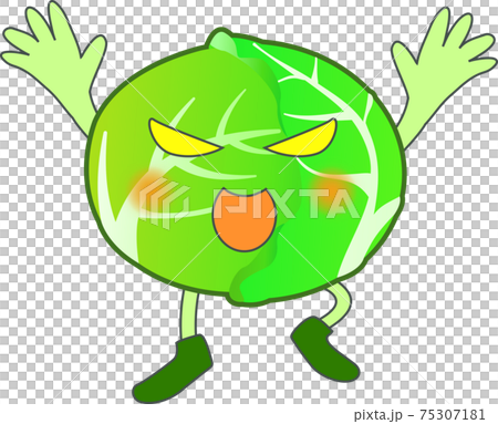 襲いかかる可愛いキャベツのキャラクター 75307181