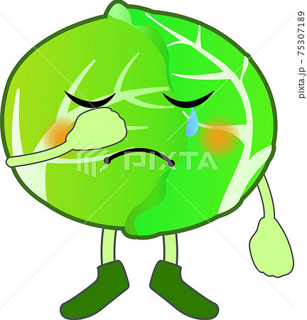 泣く可愛いキャベツのキャラクターのイラスト素材