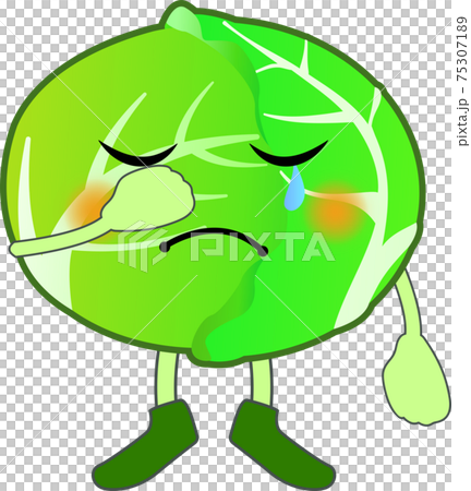 泣く可愛いキャベツのキャラクターのイラスト素材