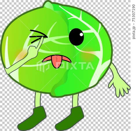 あっかんべーする可愛いキャベツのキャラクターのイラスト素材