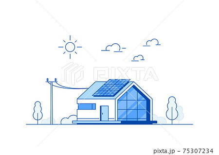 Modern House with Solar Panels on The Roof 75307234