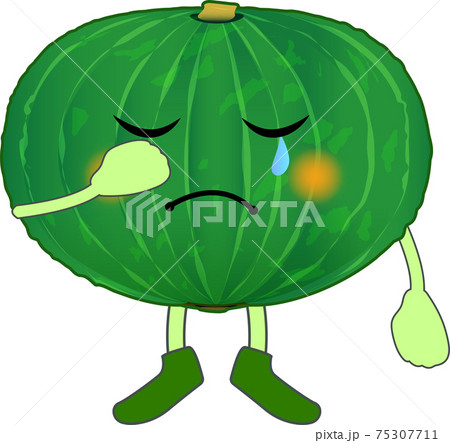 泣く可愛いカボチャのキャラクターのイラスト素材