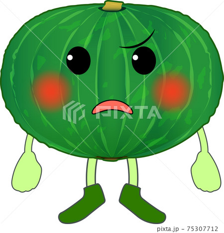 怒る可愛いカボチャのキャラクター 75307712