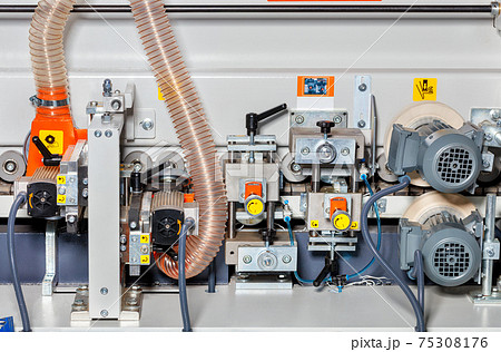 The internal structure of a modern woodworking machine with a sawdust and shavings removal system. The internal structure of a modern woodworking machine with a sawdust and shavings removal system. 75308176
