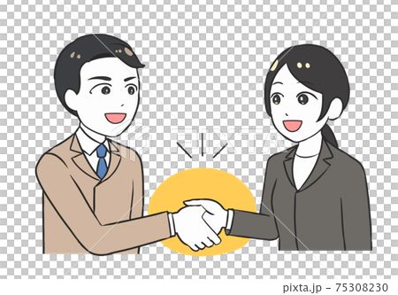 握手をする ビジネス 契約成立 笑顔の男女 握手をする ビジネス 契約成立 笑顔の男女 75308230