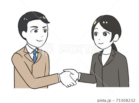 Hand Shake様 Shaking hands Business smiling men and women - Stock