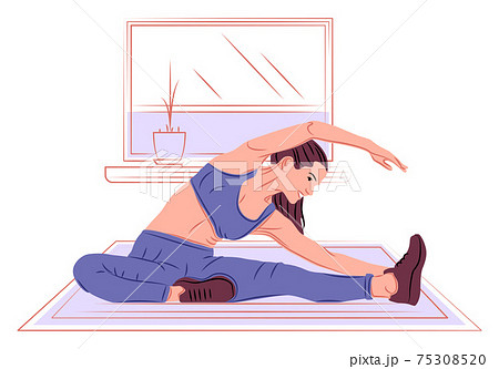 Vector yoga in shadow of sharp lines style Vector yoga in shadow of sharp lines style 75308520