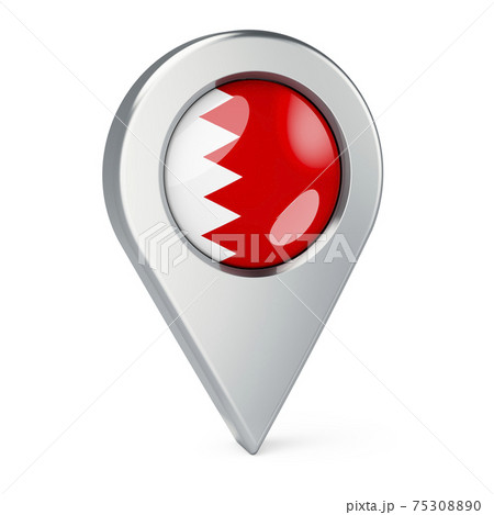 Map pointer with flag of Bahrain, 3D rendering 75308890