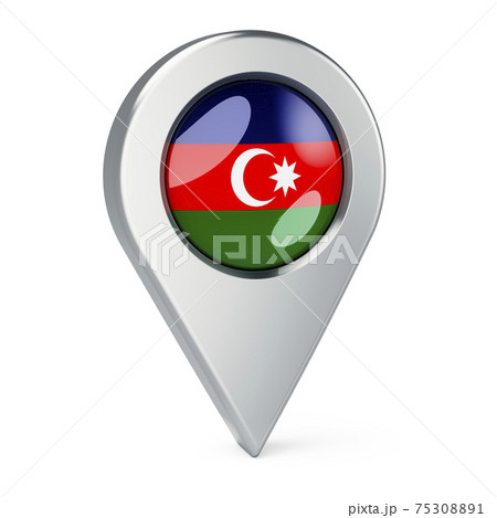 Map pointer with flag of Azerbaijan, 3D rendering 75308891