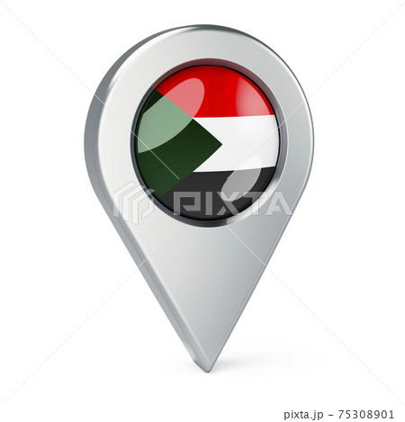 Map pointer with flag of Sudan, 3D rendering 75308901