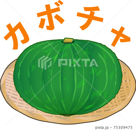 シンプルでザルにのった可愛いかぼちゃのイラスト素材