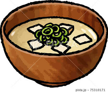 手描きベクター食べ物イラスト素材 豆腐の白味噌汁のイラストのイラスト素材