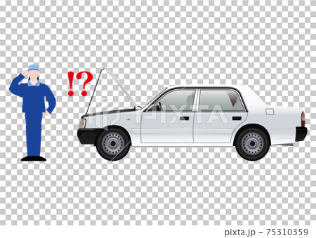 車とエンジニアのイラスト素材