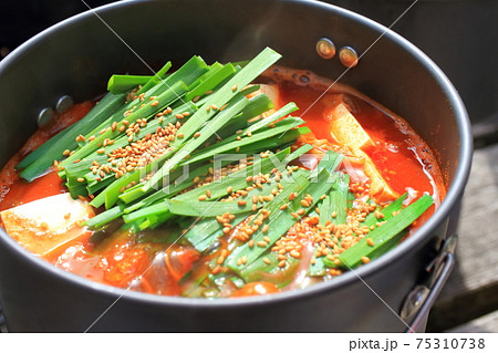 アウトドアで作る赤から鍋 75310738