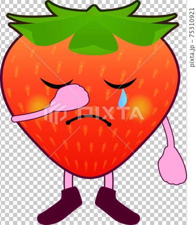泣くかわいいイチゴのキャラクターのイラスト素材