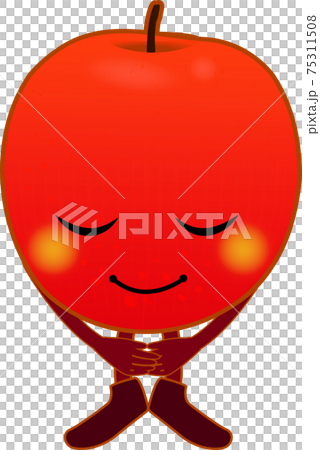 お辞儀をするかわいいリンゴのキャラクターのイラスト素材