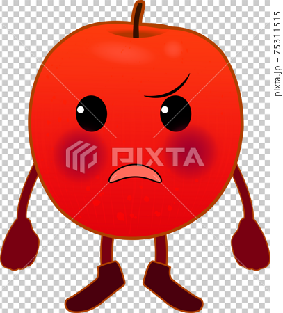 怒るかわいいリンゴのキャラクターのイラスト素材