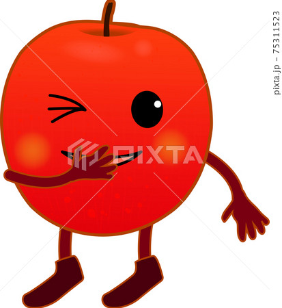 笑うかわいいリンゴのキャラクターのイラスト素材