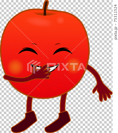クスクス笑うかわいいリンゴのキャラクターのイラスト素材