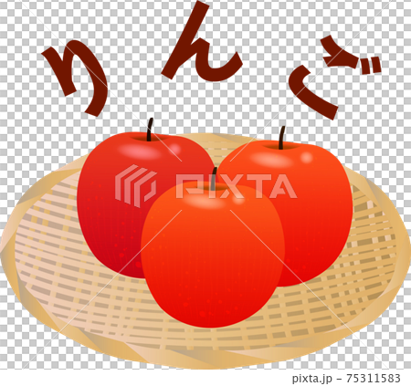 シンプルで可愛いりんごと文字のイラスト素材