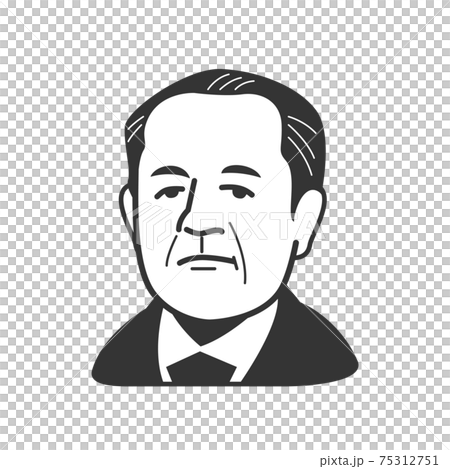 渋沢栄一　似顔絵モノクロ 75312751