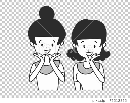 応援する励ますモノクロの女性看護師のイラスト素材 応援する励ますモノクロの女性看護師のイラスト素材