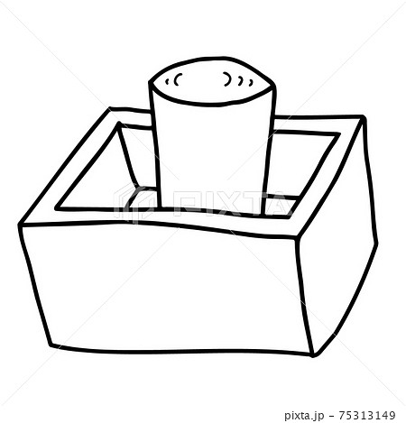 冷酒（日本酒）　桝酒の線画イラスト 75313149