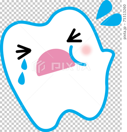 虫歯が痛くてほっぺが腫れて大泣きしているかわいい歯のキャラクターのイラスト素材 虫歯が痛くてほっぺが腫れて大泣きしているかわいい歯のキャラクターのイラスト素材