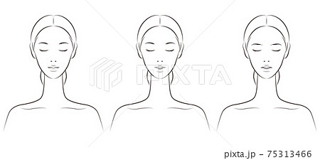 スキンケアをする女性のベクターイラスト スキンケアをする女性のベクターイラスト 75313466