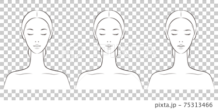 スキンケアをする女性のベクターイラスト スキンケアをする女性のベクターイラスト 75313466