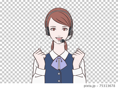 操作員女人做膽量的姿勢 操作員女人做膽量的姿勢 75313678