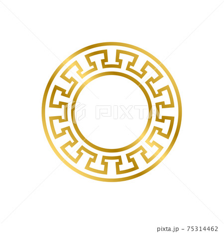 Gold shiny glowing vintage circle frame with shadows isolated on white background. Gold realistic square border. Vector illustration 75314462