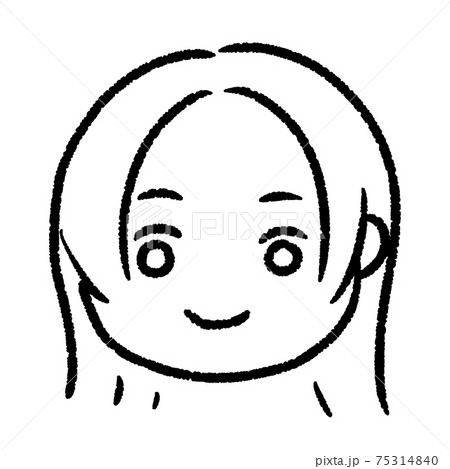 子供の顔フチありのシンプルタッチイラストkids11 75314840