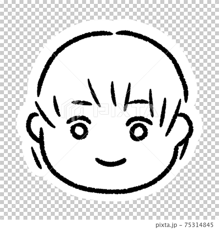 子供の顔フチありのシンプルタッチイラストkids06 75314845