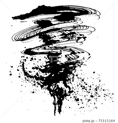 トルネード 竜巻 台風 手書きの毛筆イラストのイラスト素材