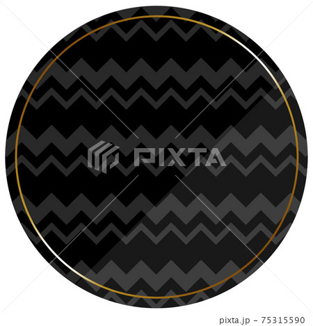 円形のフレーム　ブラック＆ゴールド　全面にギザギザ模様 75315590