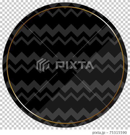 円形のフレーム　ブラック＆ゴールド　全面にギザギザ模様 75315590