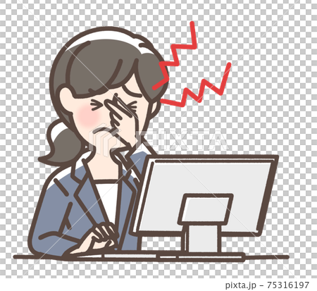 パソコンで目が疲れたスーツの女性 75316197
