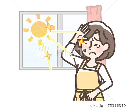 日光がまぶしい女性のイラスト素材