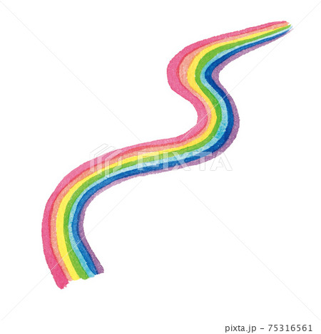 波の形の虹 水彩イラストのイラスト素材