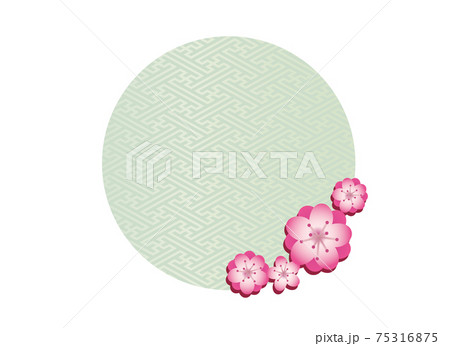 和風柄桃花のタイトル背景のイラスト素材