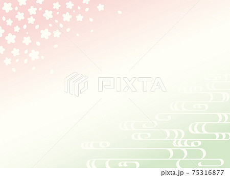 和紙みたいな波と桃の和風背景 和紙みたいな波と桃の和風背景 75316877