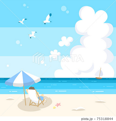 夏のビーチの風景_男性 夏のビーチの風景_男性 75318844