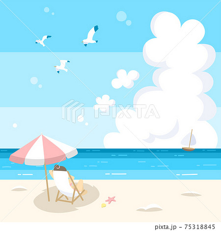 夏のビーチの風景_女性 夏のビーチの風景_女性 75318845