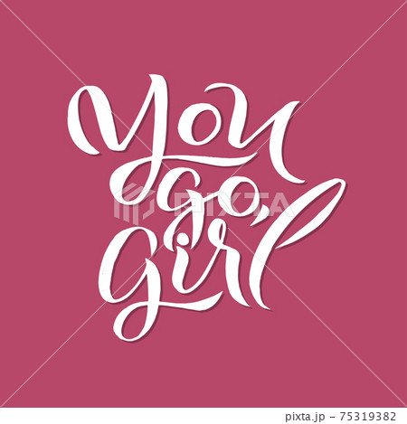 Girl power. Feminism quote, woman motivational slogan. Feminist saying. Rough typography with brush lettering 75319382