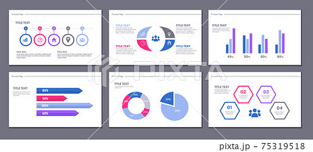 ビジネスシーンで役に立つインフォグラフィック いろいろなグラフのベクターイラスト ピクトグラムやアイのイラスト素材